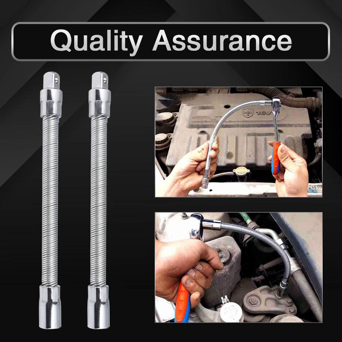 Flexible Socket Extension Ratchet, Made of Heat-Treated Chrome Vanadium Steel with Flexible Spring Steel Shaft