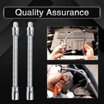 Flexible Socket Extension Ratchet, Made of Heat-Treated Chrome Vanadium Steel with Flexible Spring Steel Shaft