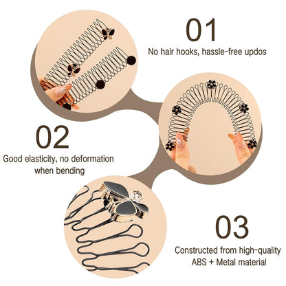 5Pcs Hair Clip Headband Set, Stretch Hair Fixer Comb for Thin Hair&Thick Hair