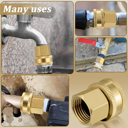 2 Pack Brass Garden Hose Adapter, Female to Female Hose Adapter Connector