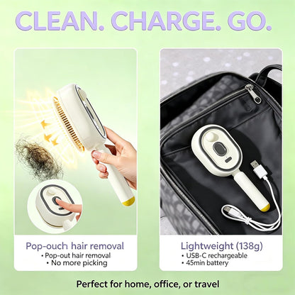 Electric Steam Brush for Hair, Portable Cordless Rechargeable Red Light Brushs with Detangling Comb