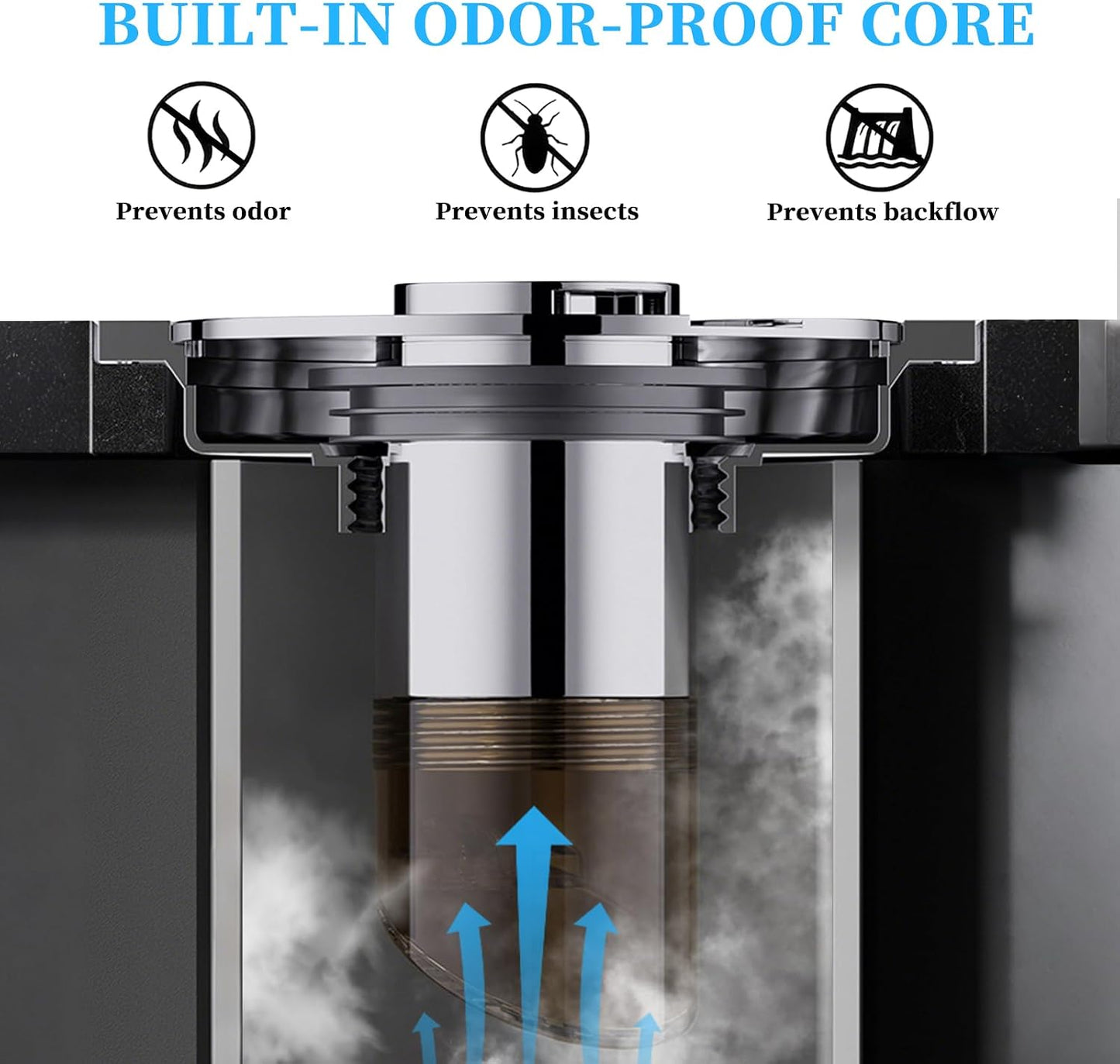2Pcs Universal Fully Automatic Floating Floor Drain with Extended Anti-Odor Core
