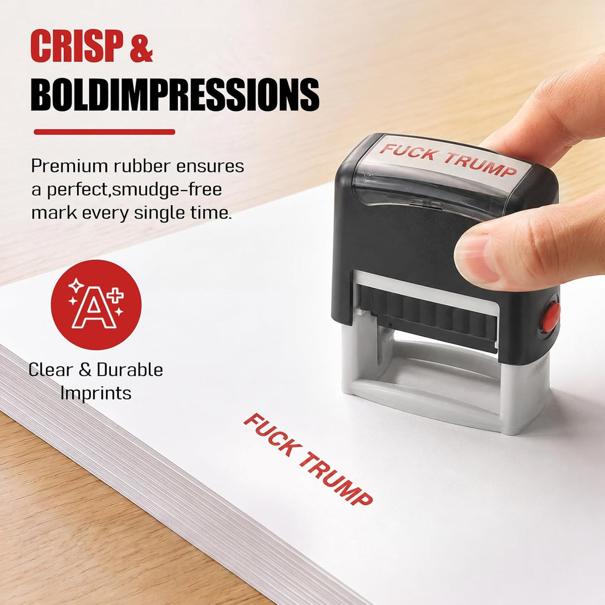 Self-Inking Red Ink "F*k Trump" Stamp