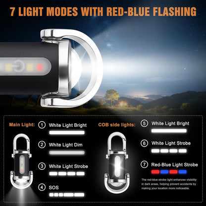 2PCS Keychain Flashlights Rechargeable, COB 800 Lumens EDC Mini Flashlights