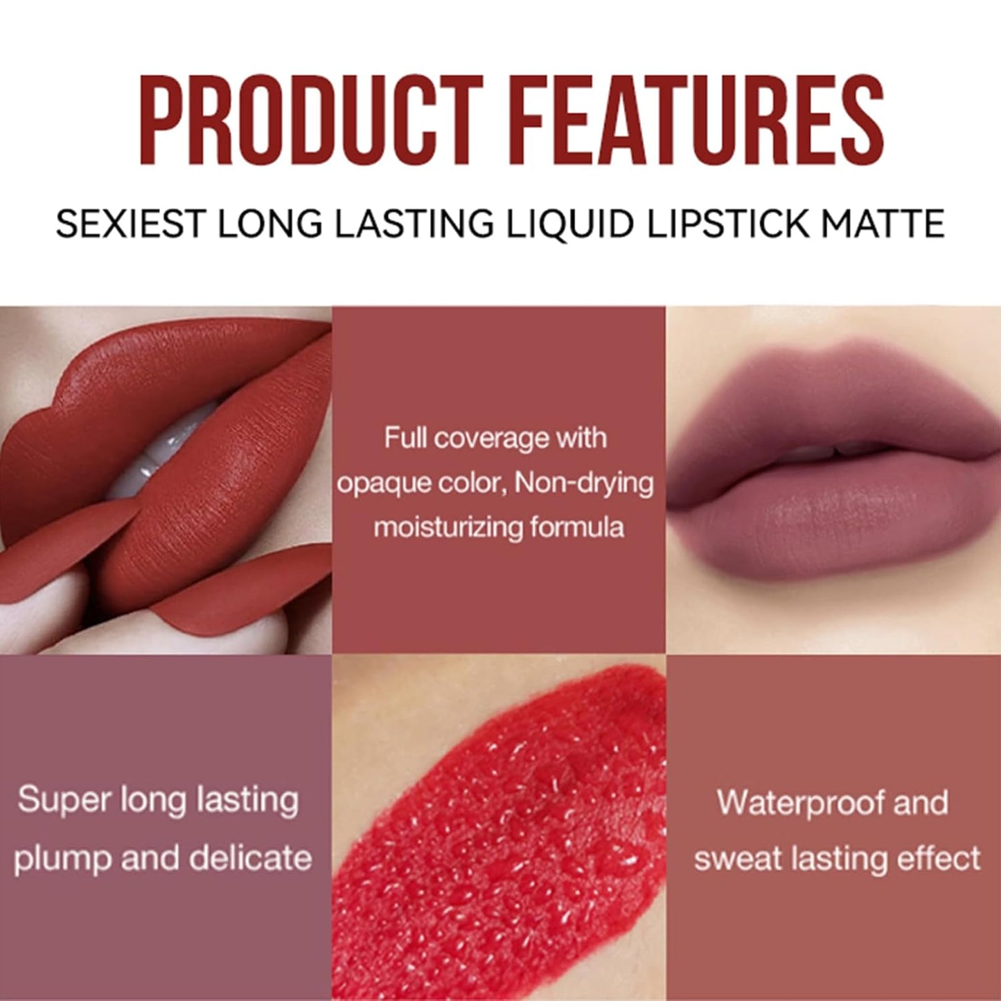 6Pcs/set Matte Lipstick, Long Lasting, Waterproof, Smudge Proof, Velvet Lip Tint