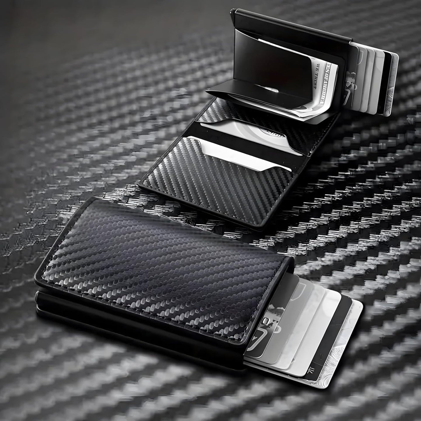 Wallet for Men, Simple Credit Card Holder, RFID Barrier, Pop-Up Business Card Box
