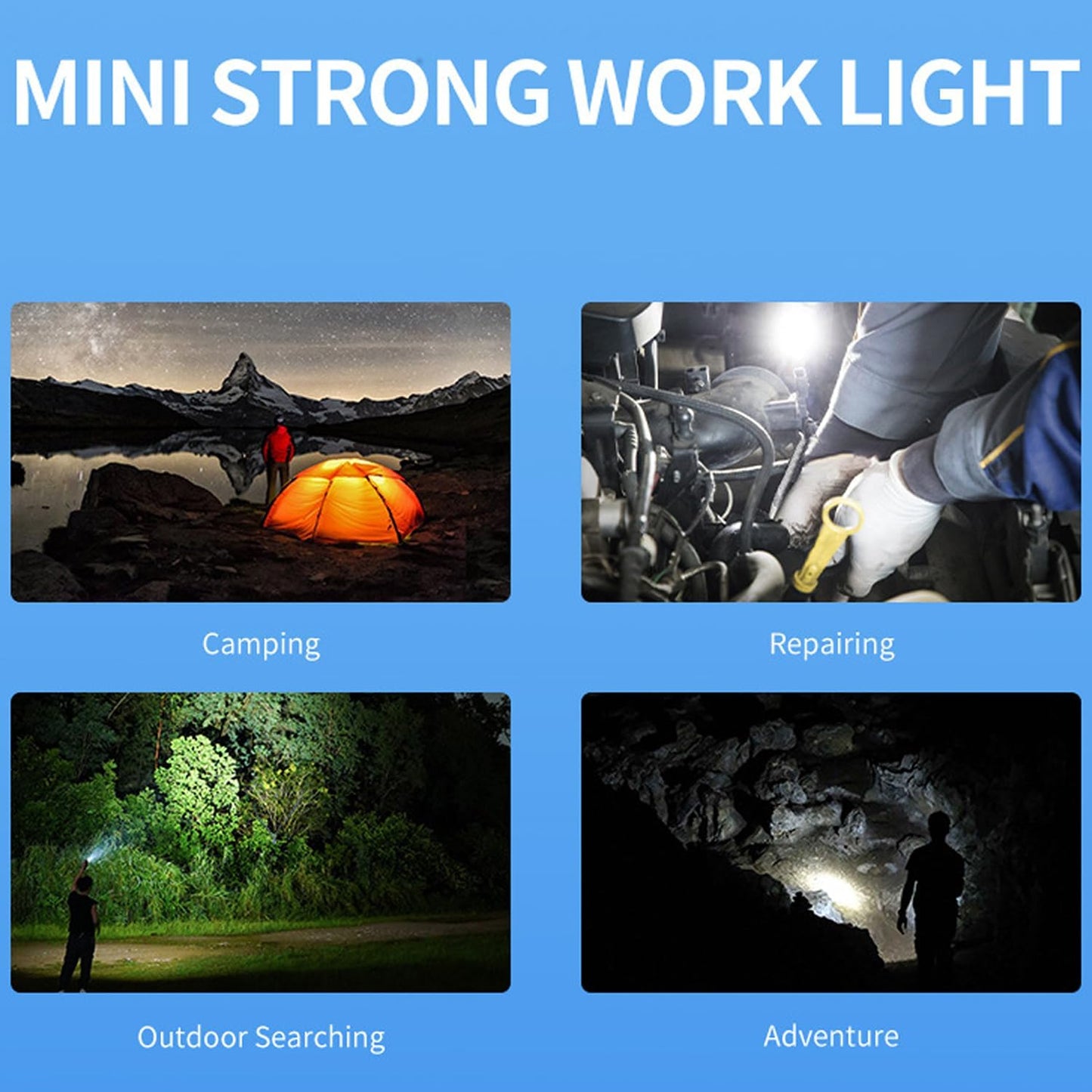 LED Emergency Flashlight with 13 Light Mode, EDC Flashlight COB Work Light