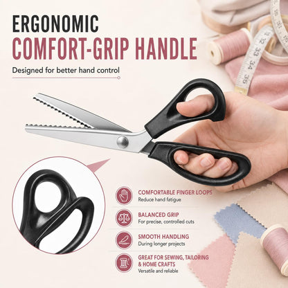 Stainless Steel Zig Zag Scissors - Pinking Shears for Fabric Cutting DIY