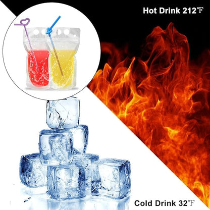 30Pcs Drink Pouches with Straws, Freezable Drink Bags Juice Pouches for Adults and Kids