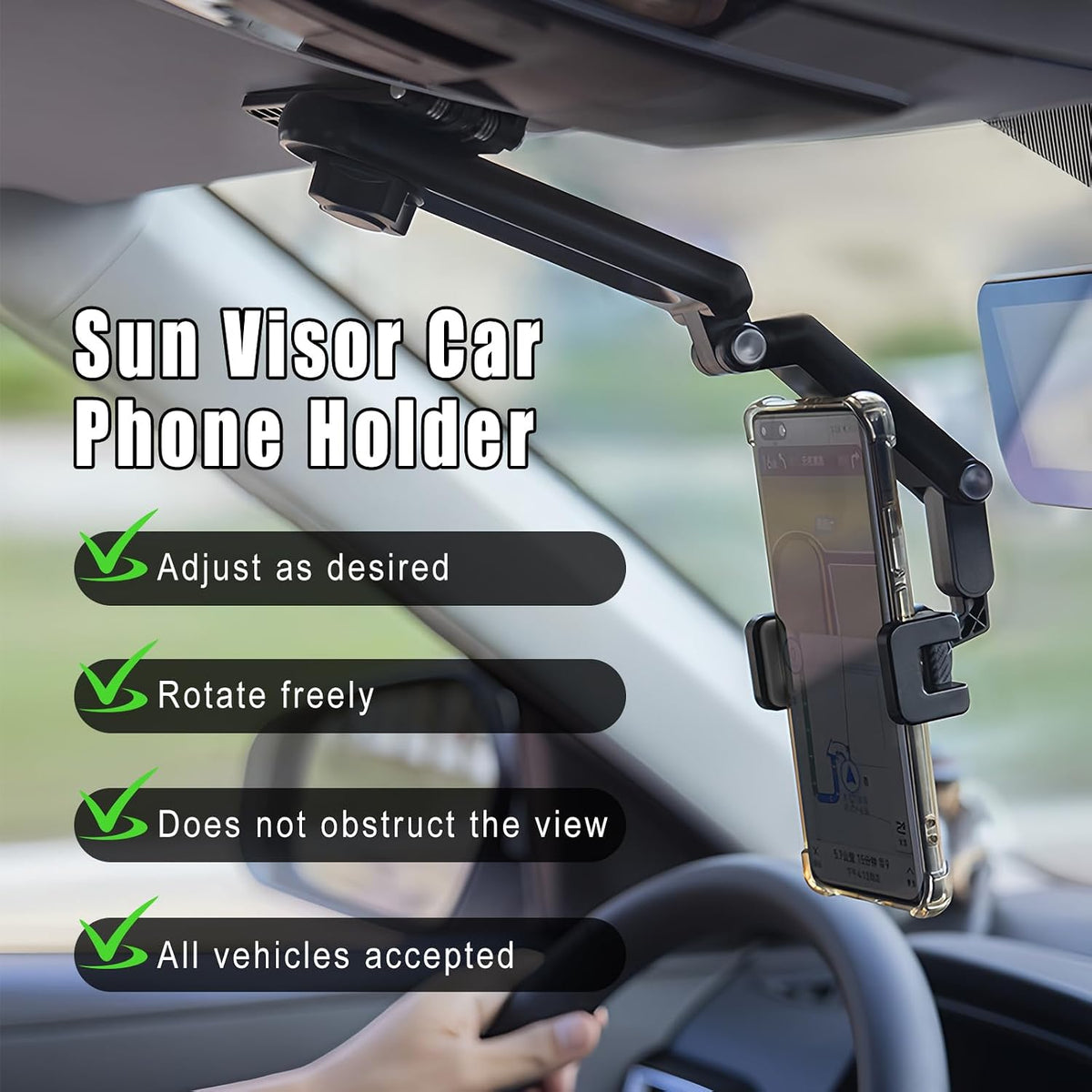 Rotatable and Retractable Car Phone Holder - 1080 Multifunction Sun Visor