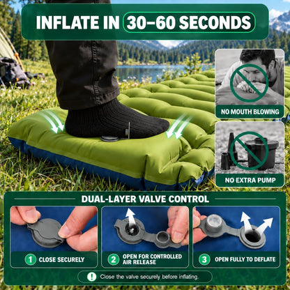 Camping Sleeping Pad, Ultralight Camping Mat with Pillow