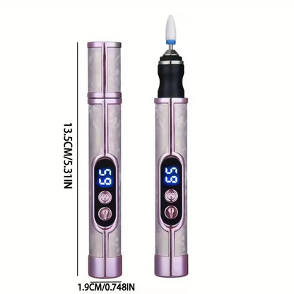 1 Set Portable Electric Nail Drill Kit with LCD Display, USB Rechargeable