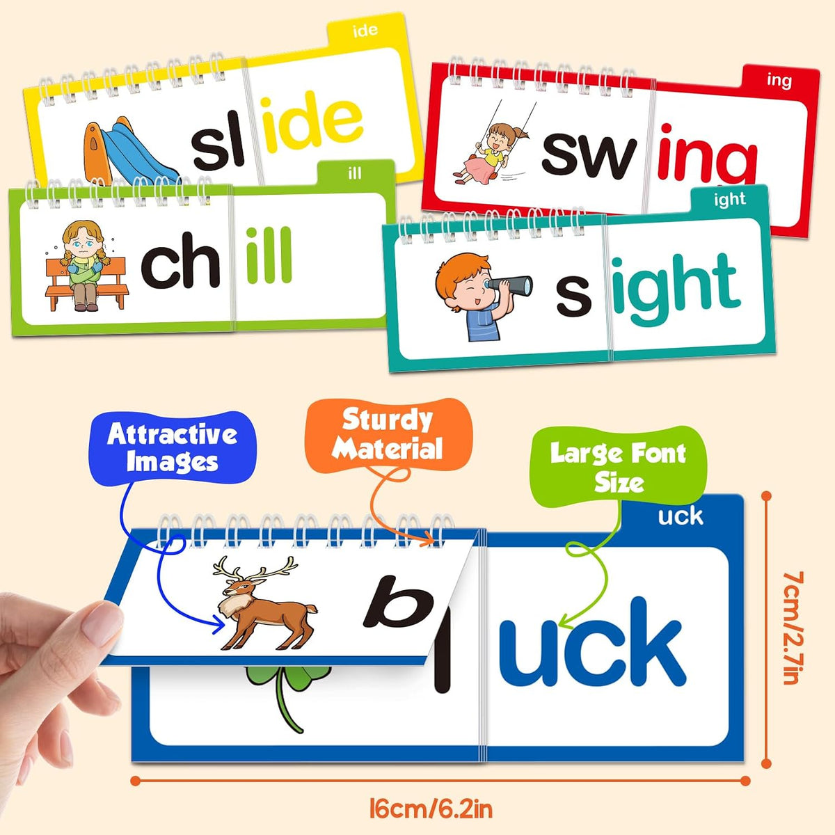 30 Pages Read and Rhyme Books, Phonics Flash Cards