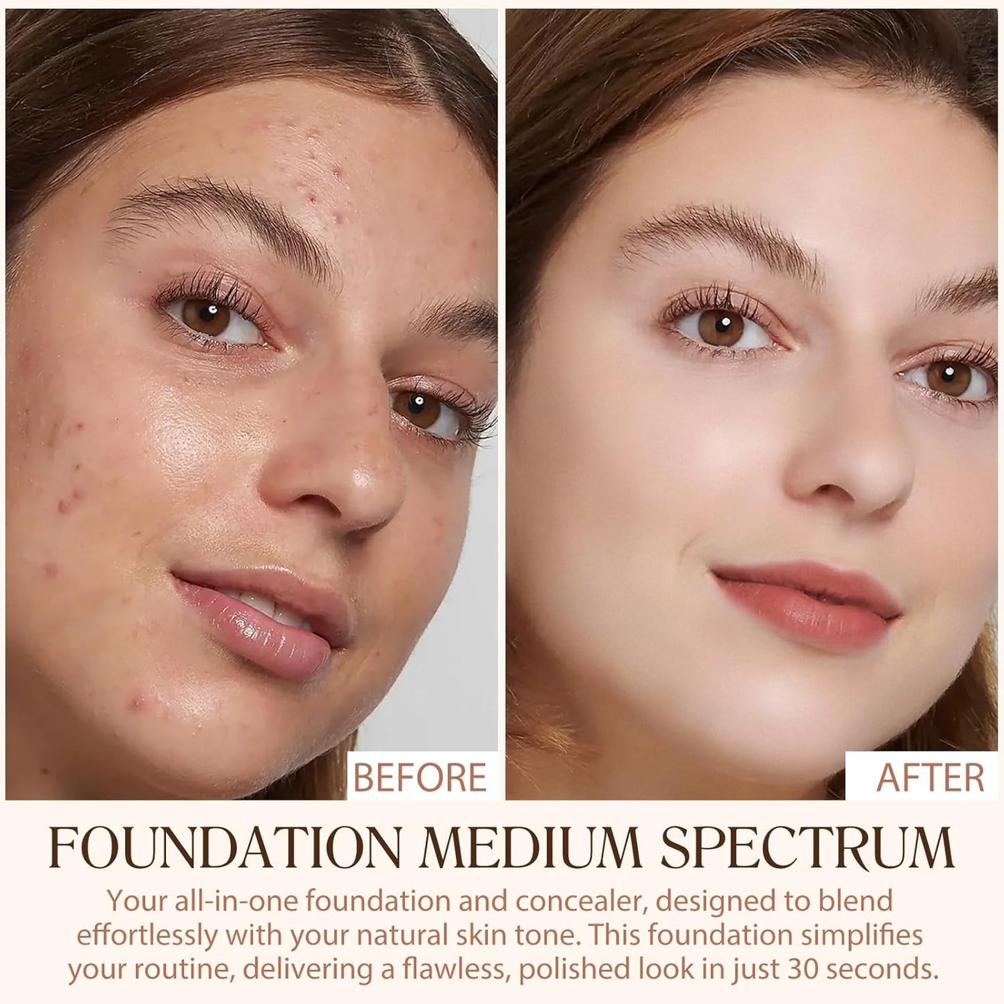 4 in 1 Foundation- Medium Spectrum with SPF 50+, Anti-Aging, Concealer, Sun Protection, Hydrating Color Changing