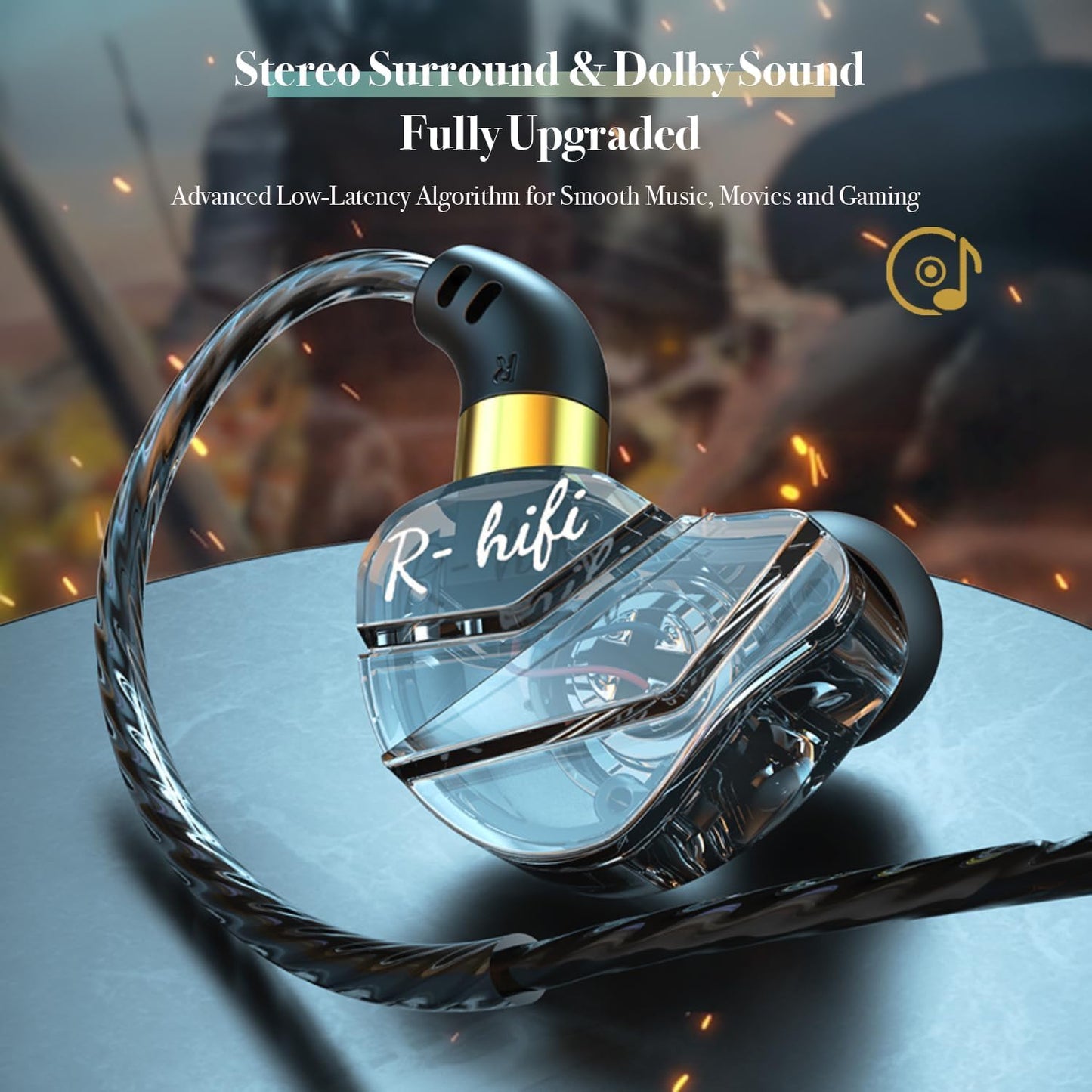 Professional Pro Gaming Earbuds, HiFi Earbuds with External Lavalier Mic