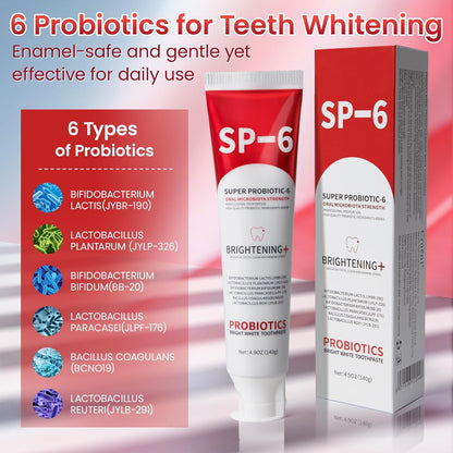 2Pcs SP-6 Probiotic Whitening Toothpaste with 6 Probiotics for Teeth Whitening/Brightening, Enamel-Safe