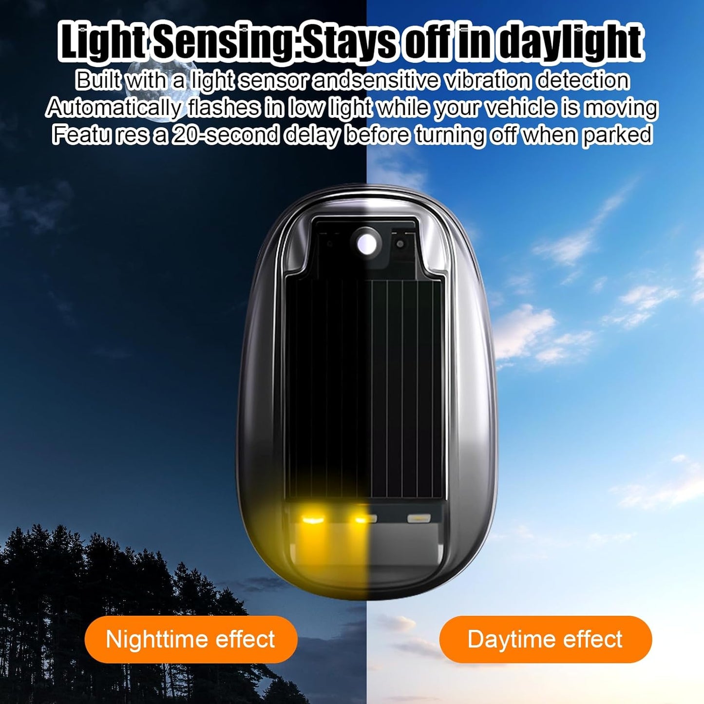 2PCS Solar-Powered Cab Lights for Trucks & SUVs | No-Drill Strobe Light with Remote Control & Vibration