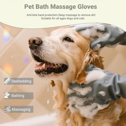Silicone Gloves with Bristles — Pet Grooming & Care Gloves — Enhanced 5-Finger Massage Gloves