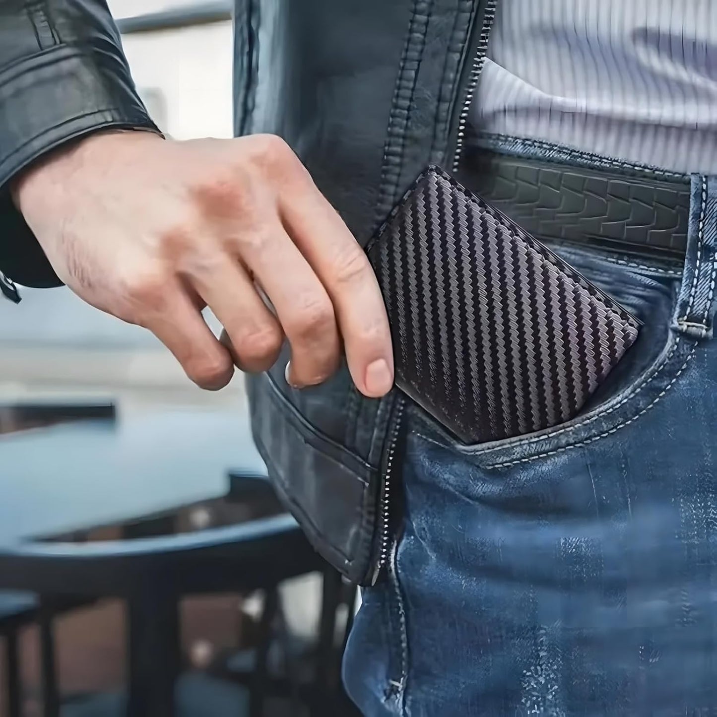 Wallet for Men, Simple Credit Card Holder, RFID Barrier, Pop-Up Business Card Box