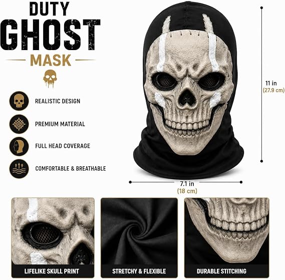Creepy Halloween Full Head Skull Mask with Movable Jaw
