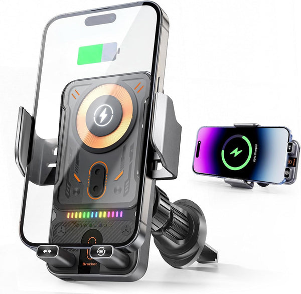 Phone Holders for Car, Cell Phone Mount 15W Wireless Car Charger with Induction Opening and Closing