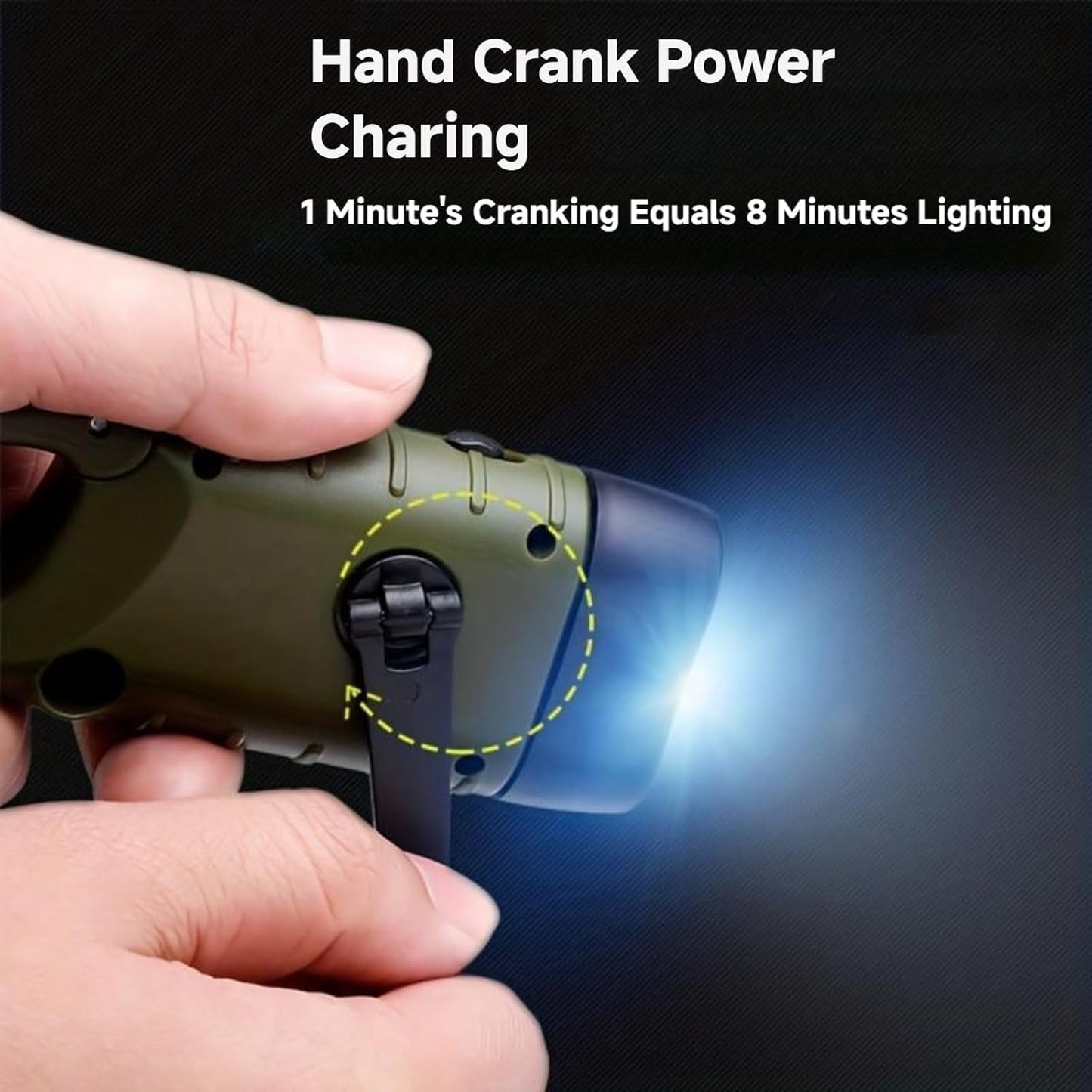 Mini Hand Crank Solar LED Emergency Flashlight,USB Output,Type C