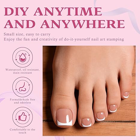 150pc White French Tips Press on Toenails Women Fake Toenail Kit