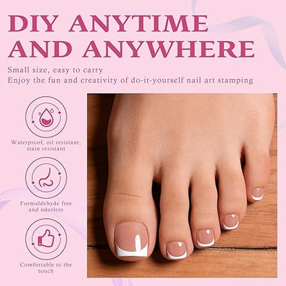 150pc White French Tips Press on Toenails Women Fake Toenail Kit