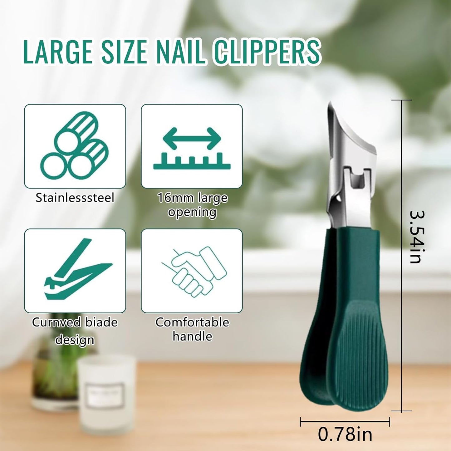 Eagle Beak Angled Nail Clippers 3-Piece Set, Anti-Splash Wide Jaw Toenail Clippers