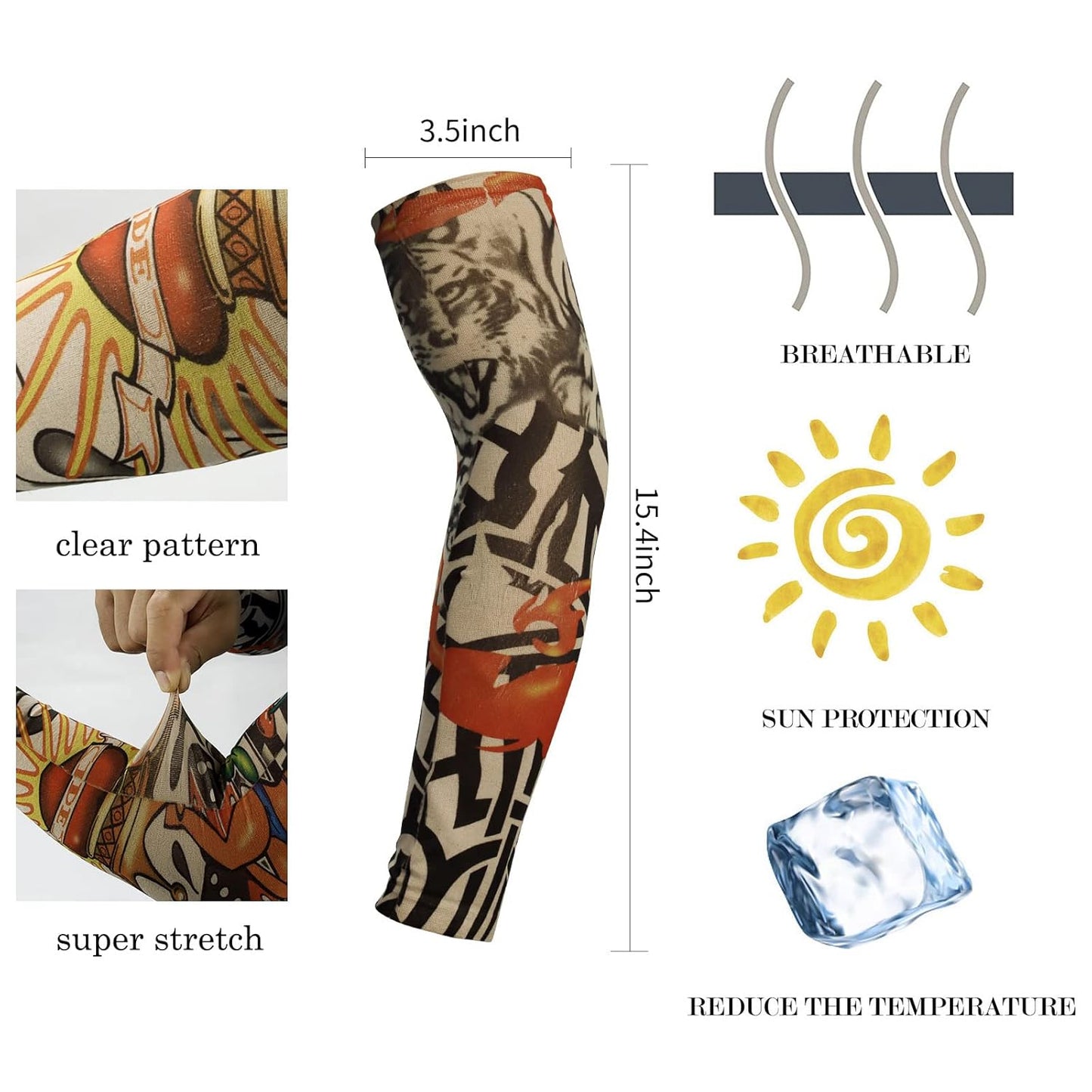 4Pcs Cooling Sun Protection Tattoo Sleeves for Men Women,UltraRealistic,UltraThin Breathable