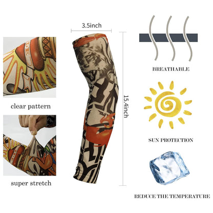 4Pcs Cooling Sun Protection Tattoo Sleeves for Men Women,UltraRealistic,UltraThin Breathable