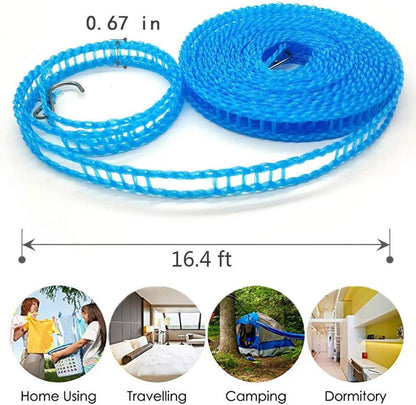 6Pack Clotheslines Blue Pink Green 1.64ft Length Clothes Drying Rope Portable Windproof