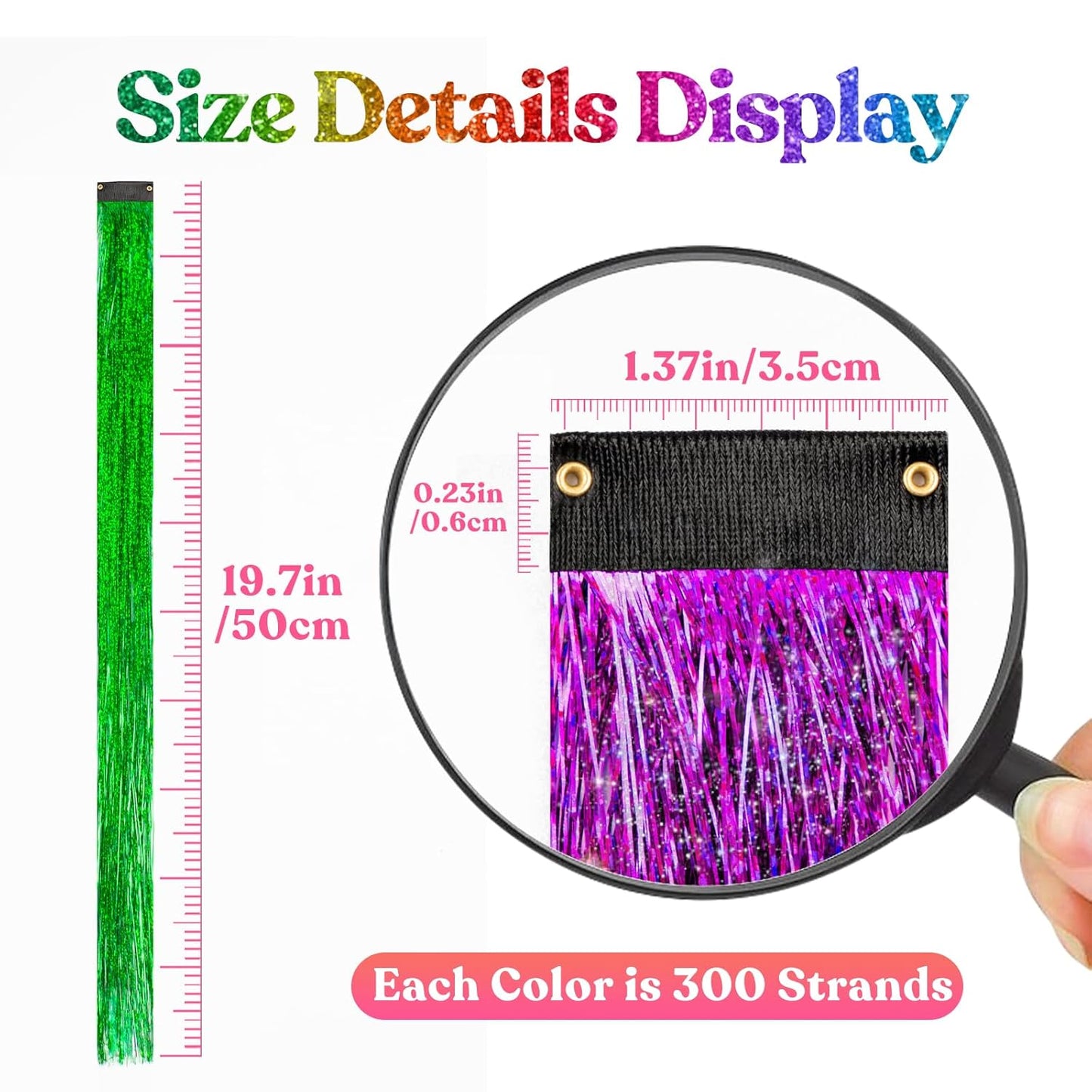 12Pcs Clip In Tinsel Hair Extensions 19.7 Inch Sparking Hairpieces