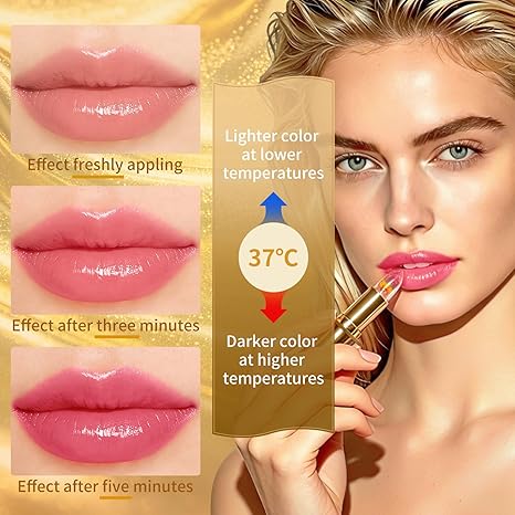 2Pcs Flower Color Changing Lipstick Set Temperature Change Moisturizer,Clear Jelly Lipstick Color Changing