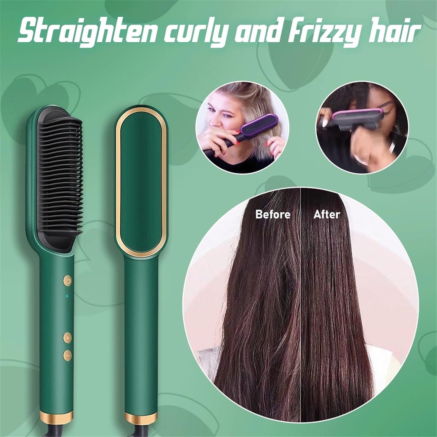 2 In 1 Hair Straightener Brush And Curler 5 Temp Settings