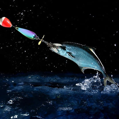 5Pcs Fishing Lures, 3D High Catch Rate Fly Spinner Baits, Metal Propeller Fishing Bait with Floating Rotating Tail