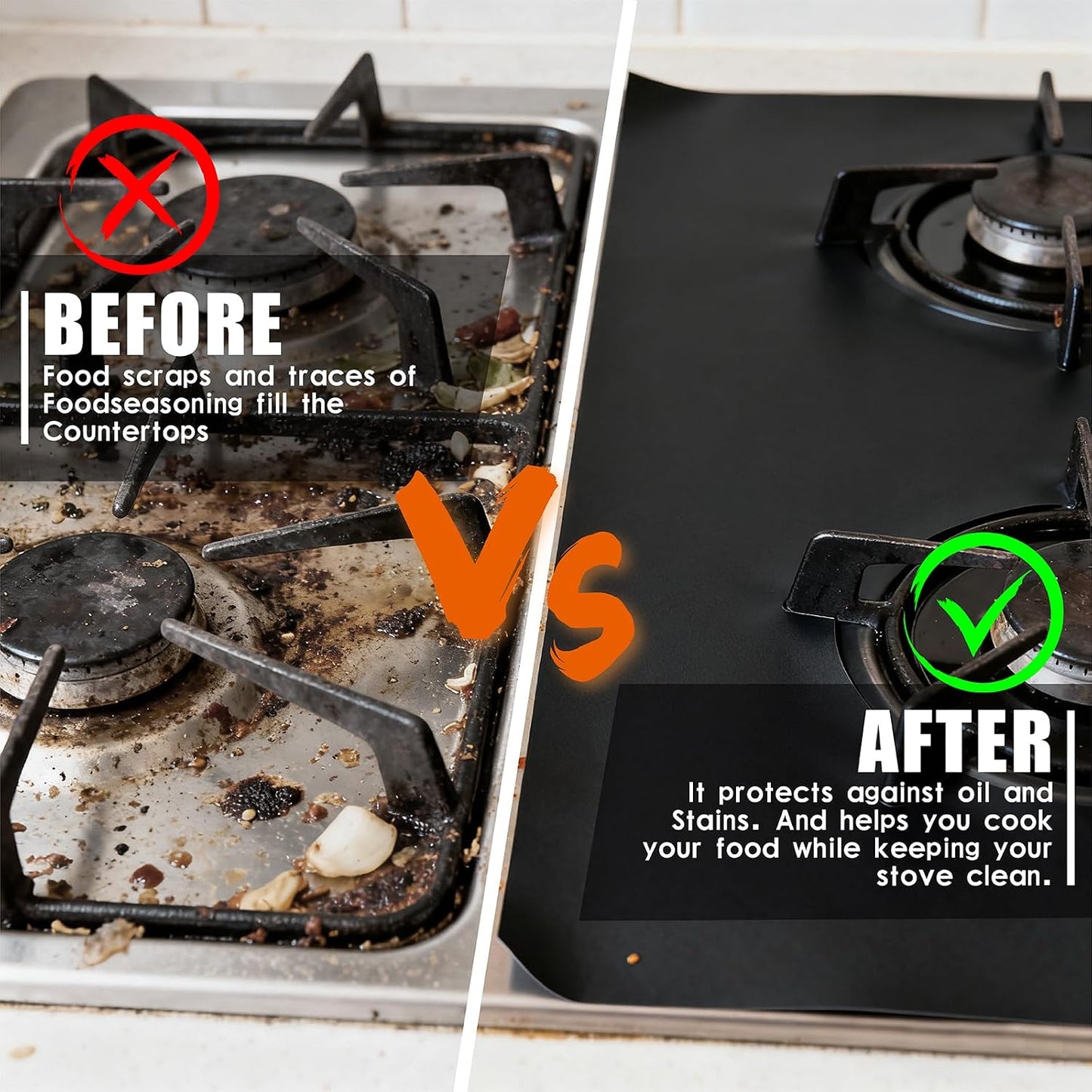 Gas Stove Burner Cover, Non-Stick Protector Liner Compatible with Samsung Gas Range