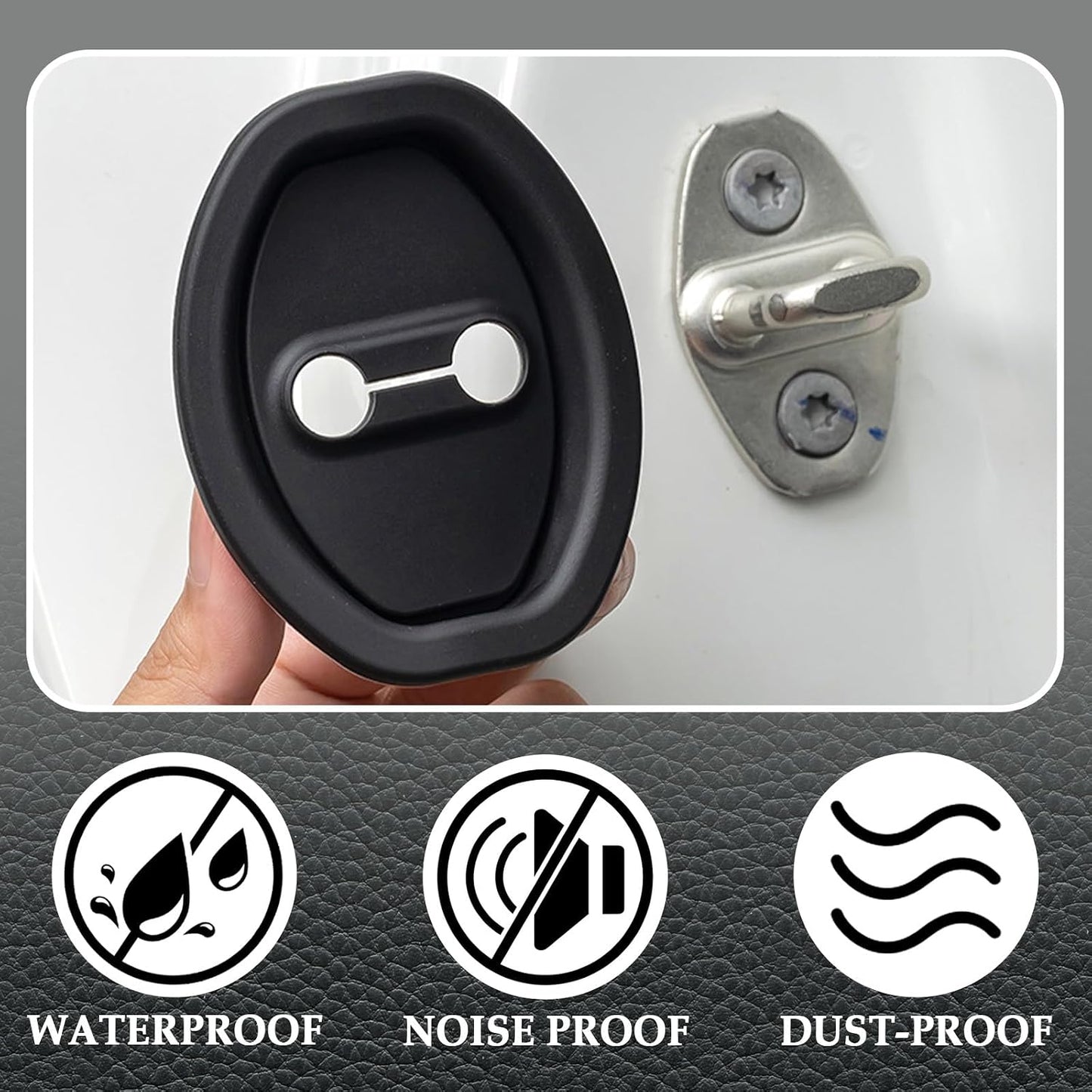 4PCS Universal Upgraded Car Door Latch Guard Cover for Car Door Protector and Noise Reduction