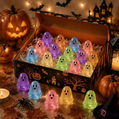 50 Pcs Mini Ghost Figurines, Glow in the Dark Resin Halloween Miniatures