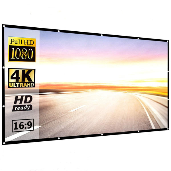 White Projector Screen, 16:9 Home Theater Foldable Projection Screen 60
