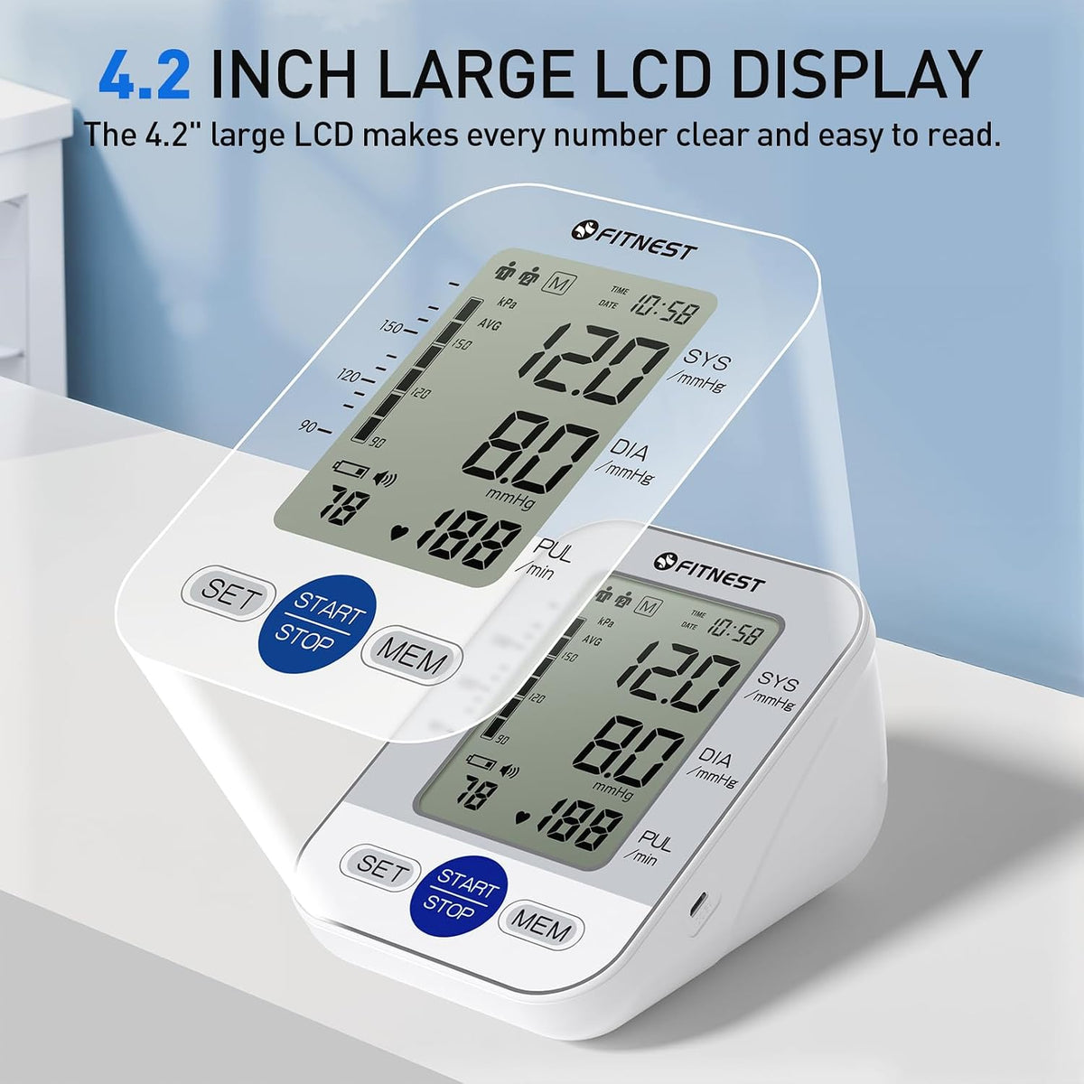 Blood Pressure Monitor, Automatic Digital Upper Arm BP Machine for Home Use