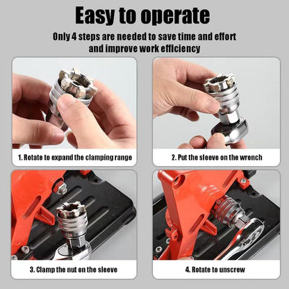 Universal Adjustable Socket Wrench with Adapter, 10-19mm, 3/8''-3/4''