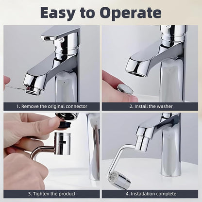 Universal Sink Faucet 1440° Rotatable Faucet Aerator Extension