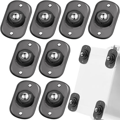 8 Pack Self-Adhesive Mini Caster Wheels, 360° Rotating Stick-On Rollers for Storage Boxes, Small Furniture