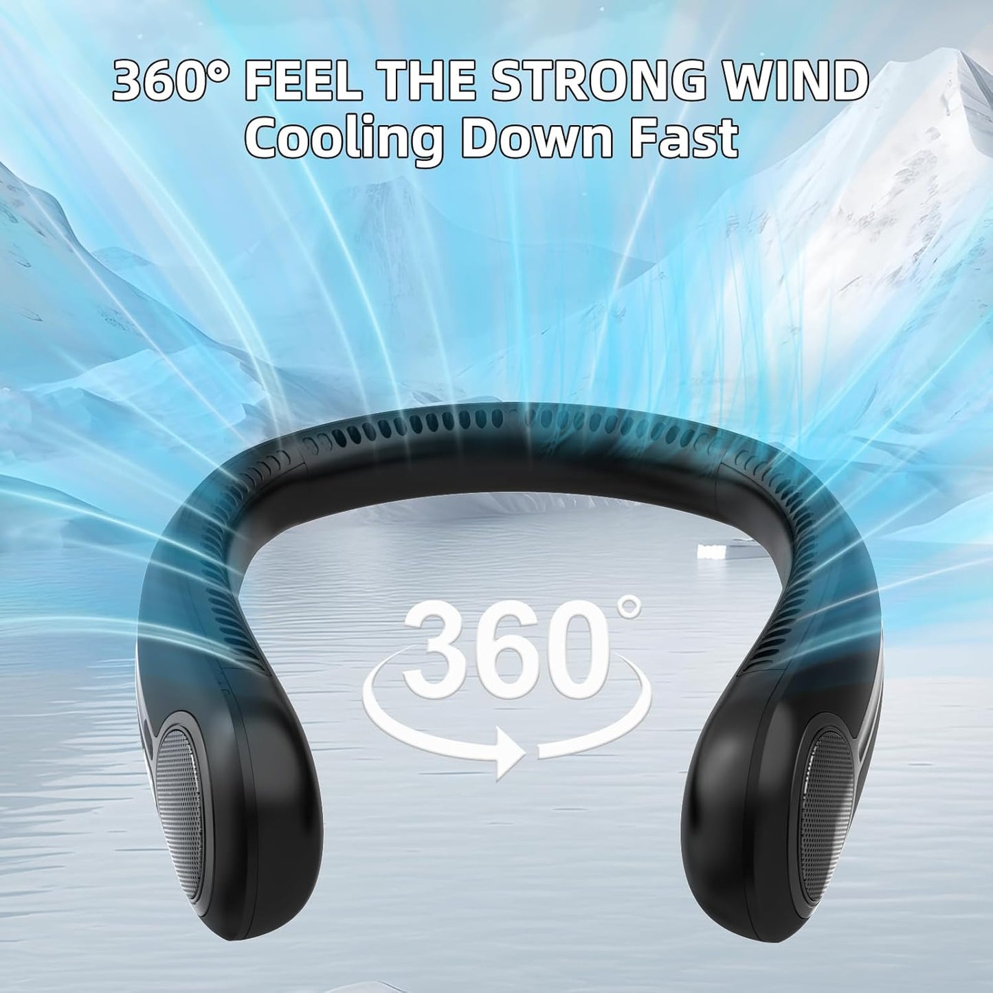 Portable Neck Fan Bladeless Fan, 6000mAh USB Rechargeable, 360° Airflow
