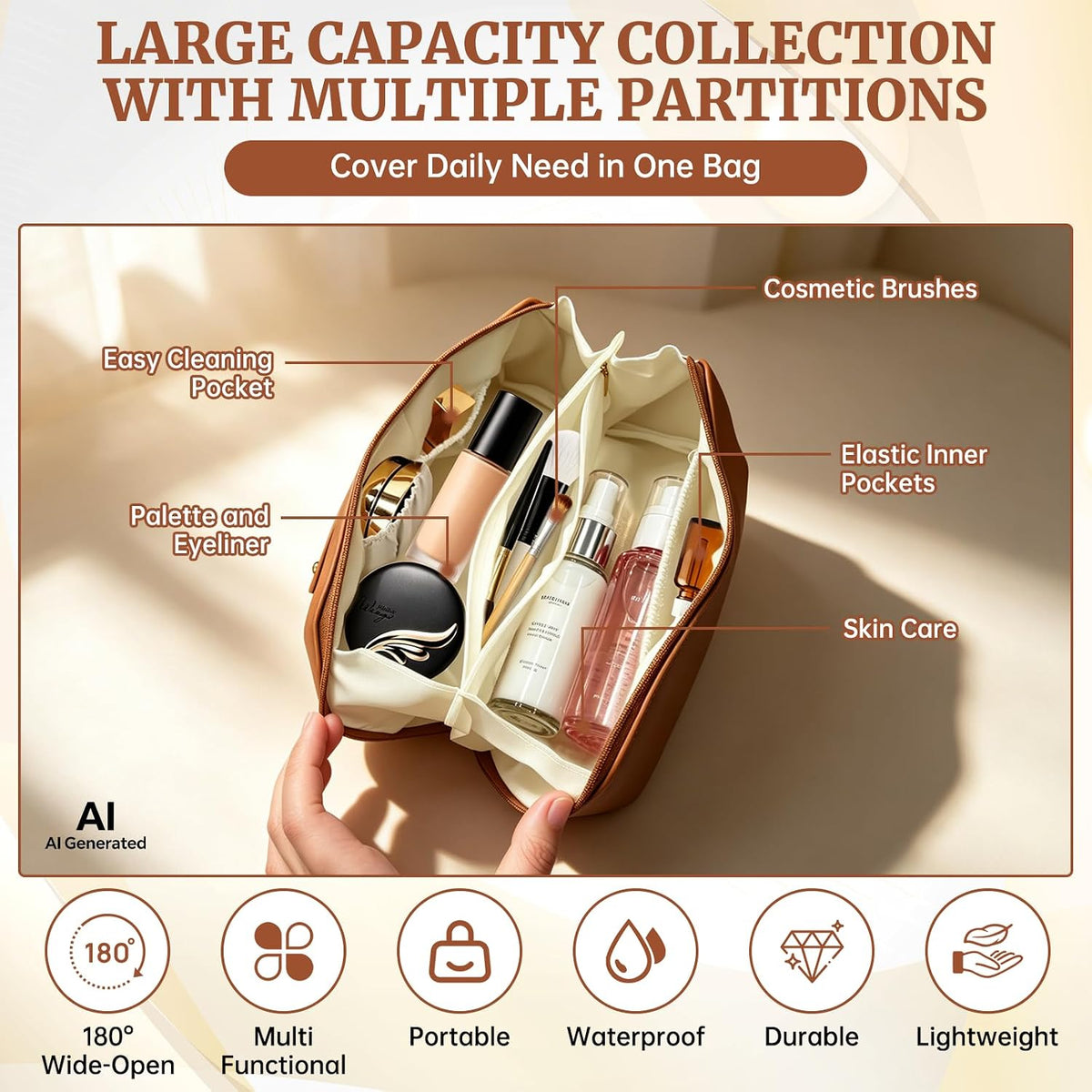 Cosmetic Travel Bag,Large Travel Cosmetic Bag for Women