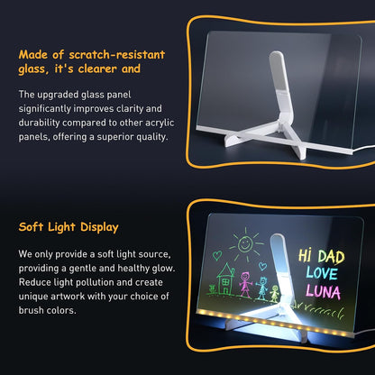 LED Glass Drawing Board for Kids with 4 Pen