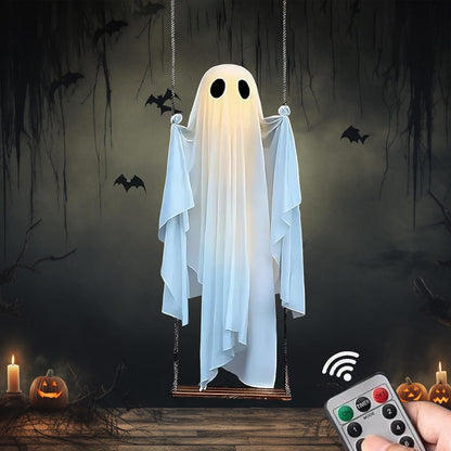 5FT Large Hanging Ghost Swing with Remote Control String Lights