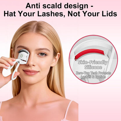 Heated Eyelash Curler - 2-Level Temperature Adjustment, 8-Second Quick Heating