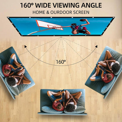 White Projector Screen, 16:9 Home Theater Foldable Projection Screen 60"|72"|84"|100"|120"
